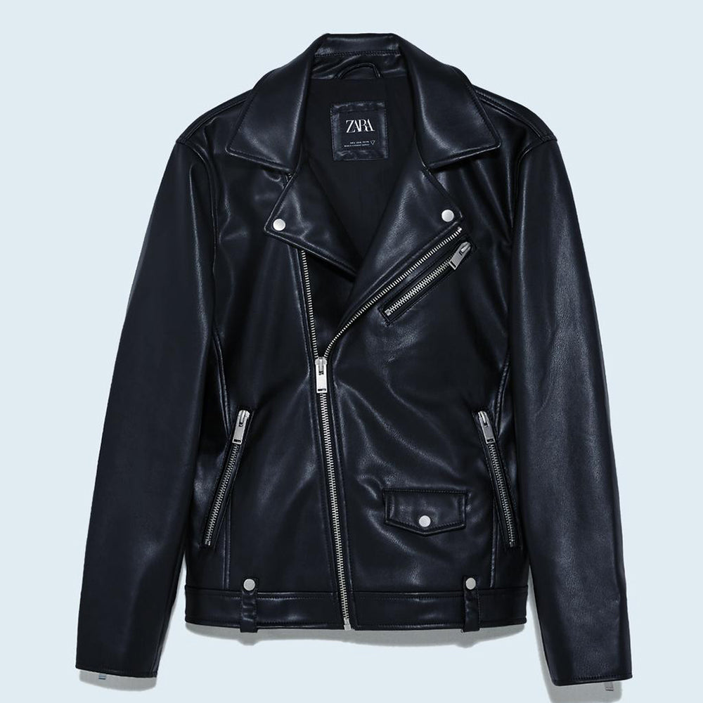 ZARA ザラ レザーブームライダースジャケット メンズ 格好いい ブラック 1966400