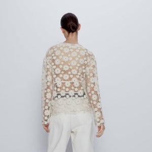 ZARA ザラ クロシェットトップス レディース ホワイト 9173025