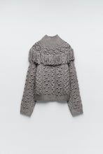 画像をギャラリービューアに読み込む, ZARA ザラ フリンジ付きニットセーター グレー レディース 3859001