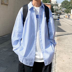 ファッション オーバーサイズ シャツ ストライプ カジュアル