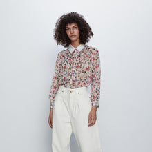 画像をギャラリービューアに読み込む, ZARA ザラ 刺繍入りカラープリント柄シャツ レディース　春秋 2317145