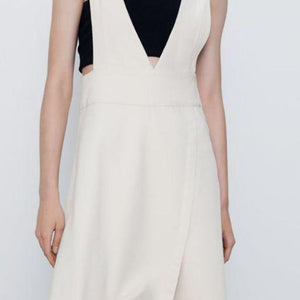 ZARA ザラ ミディ丈ジャンパースカート ホワイト 白 夏秋向け   5899065