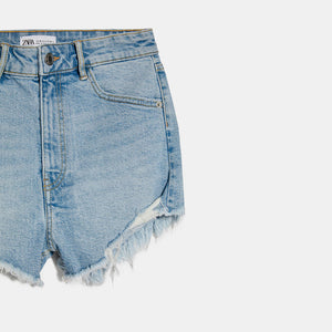 ZARA ザラ ハイライズデニムショートパンツ レディース エレガント ブルー 8197006