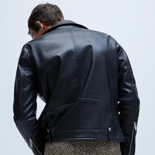 画像をギャラリービューアに読み込む, ZARA ザラ レザーブームライダースジャケット メンズ 格好いい ブラック 1966400