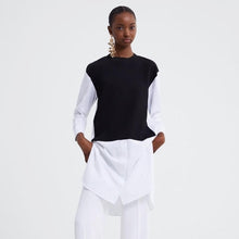 画像をギャラリービューアに読み込む, ZARA　ザラ ロング丈コントラスト　ブラウス シャツ 夏秋向け 新品 ワンピース ホワイト＆ブラック