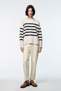 ZARA ザラ ボーダー ニットセーター  ラウンドネック長袖セーター ストライプ レディース 6254106