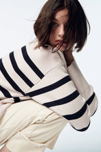 画像をギャラリービューアに読み込む, ZARA ザラ ボーダー ニットセーター  ラウンドネック長袖セーター ストライプ レディース 6254106