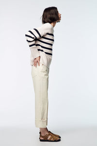 ZARA ザラ ボーダー ニットセーター  ラウンドネック長袖セーター ストライプ レディース 6254106