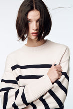 画像をギャラリービューアに読み込む, ZARA ザラ ボーダー ニットセーター  ラウンドネック長袖セーター ストライプ レディース 6254106