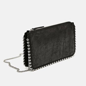 ZARA スタッズ付き ブラッククロスボディバッグ レディース ファッション 8085204
