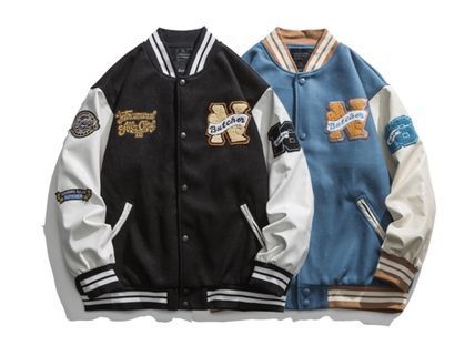 スタジャン　刺繍　ジャケット　ストリート　ユニセックス