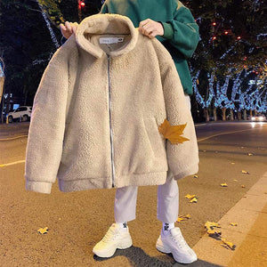 韓国ファッション メンズ ボアジャケット ミディアム丈 長袖