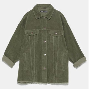 ZARA ザラ ポケット付きコーデュロイ地シャツジャケット レディース 8372222