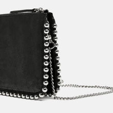 画像をギャラリービューアに読み込む, ZARA スタッズ付き ブラッククロスボディバッグ レディース ファッション 8085204