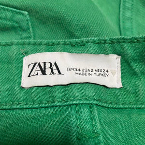 ZARA ザラ ワイドレッグデニムパンツ グリーン レディース 6688012