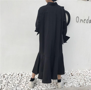 【韓国ファッション】ブラック シャツ ワンピースドレス 秋冬