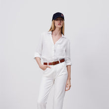 画像をギャラリービューアに読み込む, ZARA ザラベーシックリネンシャツリネンホワイトレディース2230503