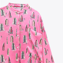 画像をギャラリービューアに読み込む, ZARA ザラフルイドプリント柄シャツポリエステルフクシアレディース2597027
