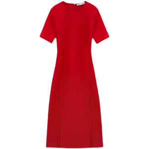 ZARA ザラスリット ミディワンピースポリエステルストロングレッドレディース2636703