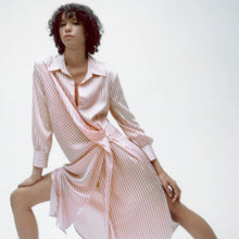 画像をギャラリービューアに読み込む, ZARA ザラストライプ柄シャツワンピースピンクレディース2689422