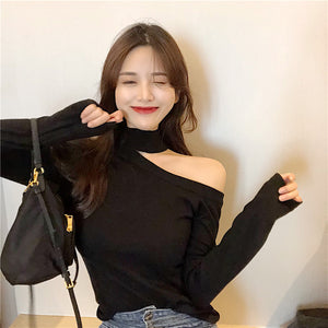 30%OFF レディース セーター ニット 指穴あき ワンショルダー