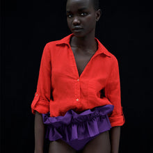 画像をギャラリービューアに読み込む, ZARA ザラベーシックリネンシャツリネンレッドレディース2230503