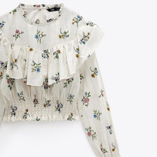 画像をギャラリービューアに読み込む, ZARA ザラプリント フリルブラウスマルチカラーレディース5351227
