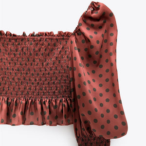 ZARA ザラサテン風ドット柄トップスマルチカラーレディース8484364