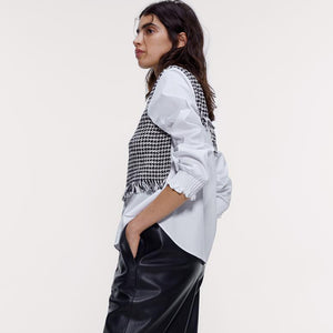 ZARA ツイード生地コントラストトップス　ブラウス レディース 夏秋向け 8811175