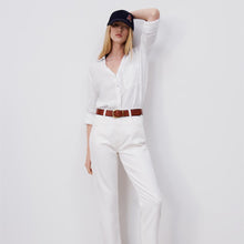 画像をギャラリービューアに読み込む, ZARA ザラベーシックリネンシャツリネンホワイトレディース2230503