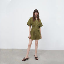画像をギャラリービューアに読み込む, ZARA ザラコットン シャツワンピースコットンカーキレディース9006054