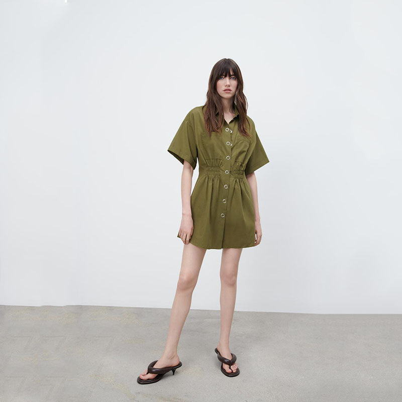 ZARA ザラコットン シャツワンピースコットンカーキレディース9006054