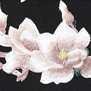 女性大人気新品ゆったり背刺繍桜ワンピースレディー民族風痩せ ブラック