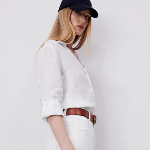 ZARA ザラベーシックリネンシャツリネンホワイトレディース2230503