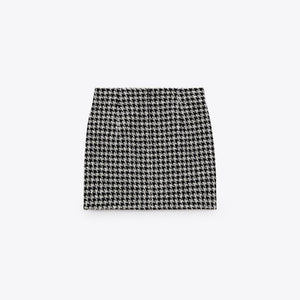 ZARA ザラストラクチャーミニスカートポリエステルホワイトブラックレディース4886065