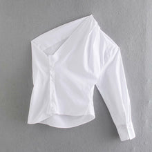 画像をギャラリービューアに読み込む, ZARA ザラアシンメトリーデザインポプリントップスコットンホワイトレディース2615648