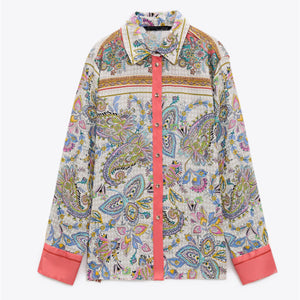 ZARA ザラプリント柄ブラウスマルチカラーレディース2286263