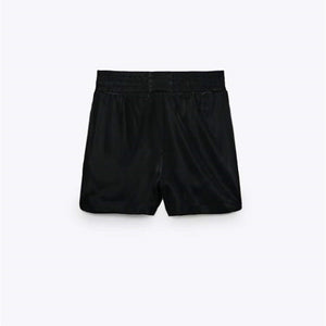 ZARA ザラサテンショートパンツレーヨンブラックレディース7385199