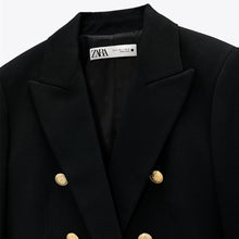 画像をギャラリービューアに読み込む, ZARA ザラテーラードダブルブレストブレザーレーヨンブラックレディース2013703