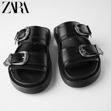 画像をギャラリービューアに読み込む, 【新作・人気】ZARA カウボーイレザーフラットサンダル 1603510