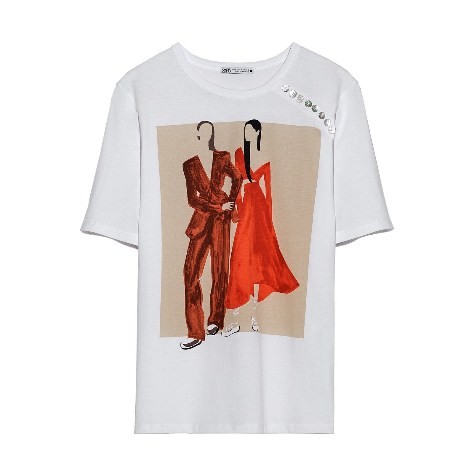 ZARA ザラガールプリントＴシャツコットンホワイトレディース5644051