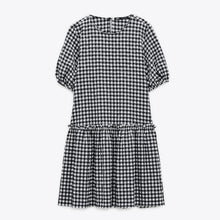 画像をギャラリービューアに読み込む, ZARA ザラギンガムチェックミニワンピースポリエステルブラックレディース0387052