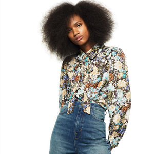 ZARA ザラクロップド丈プリント柄シャツポリエステルマルチカラーレディース8364410