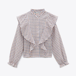 ZARA ザラテクスチャー フリルシャツエクリュレディース5216051