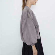 画像をギャラリービューアに読み込む, ZARA スエード風ボンバージャケット グレー  3046827