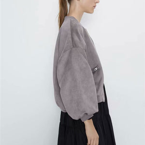 ZARA スエード風ボンバージャケット グレー  3046827