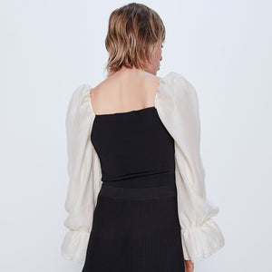 ZARA ザラ コントラスト スリーブ トップス レディース 2020SS  2142004
