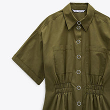 画像をギャラリービューアに読み込む, ZARA ザラコットン シャツワンピースコットンカーキレディース9006054