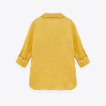 画像をギャラリービューアに読み込む, ZARA ザラベーシックリネンシャツリネンマスタードレディース2230503