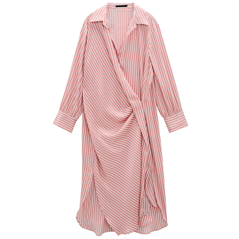 ZARA ザラストライプ柄シャツワンピースピンクレディース2689422